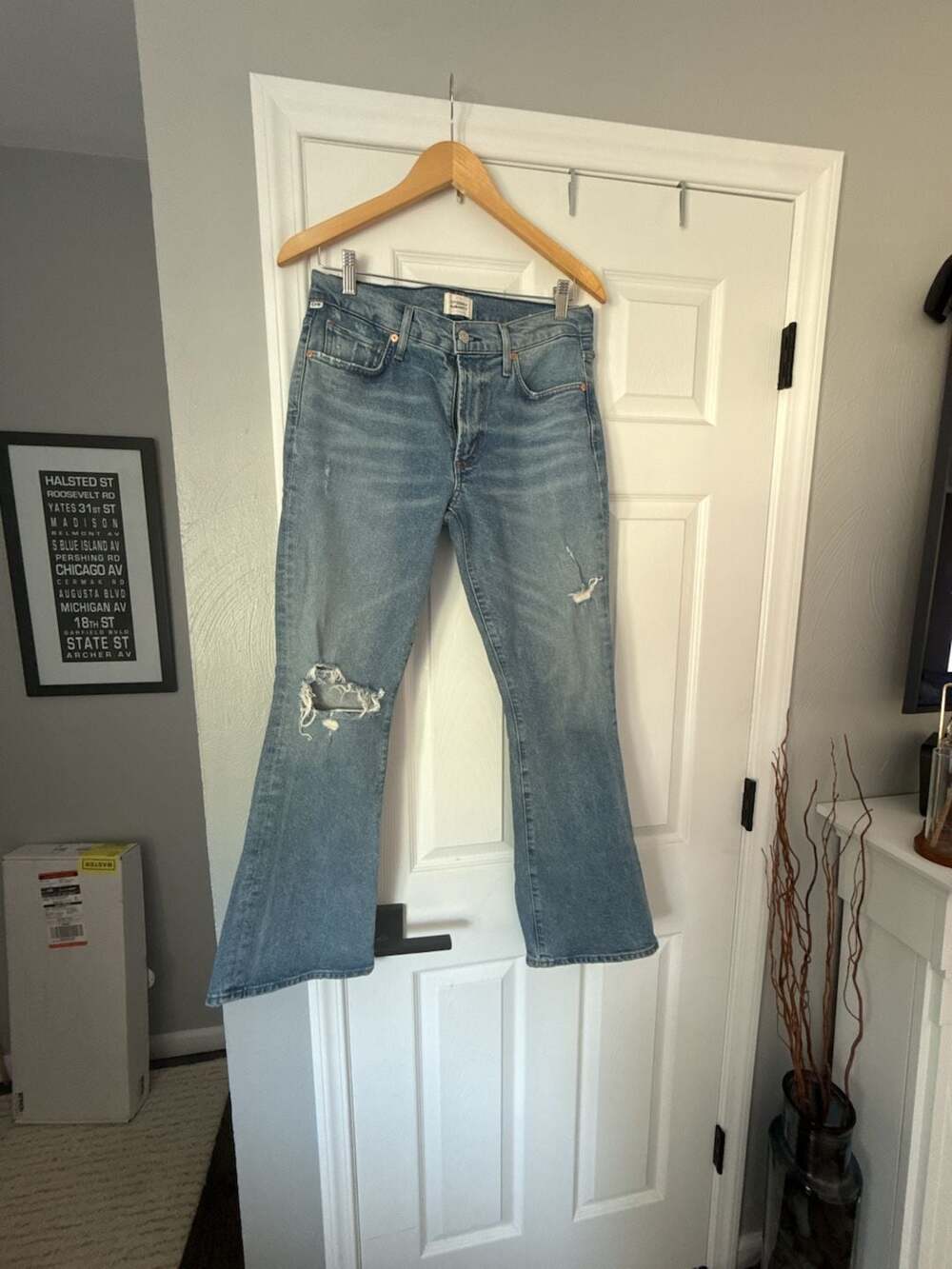 Citizens of Humanity Distressed Bootcut Blue Denim Jeans